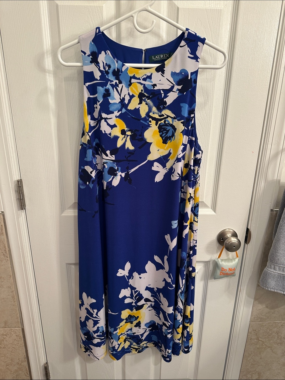 Lauren Ralph Lauren Royal Blue Floral Midi Dress